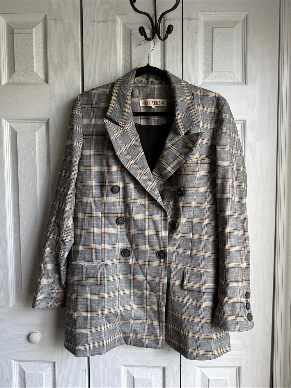 Free People Ashby Plaid Double Breasted Blazer Medium - like new